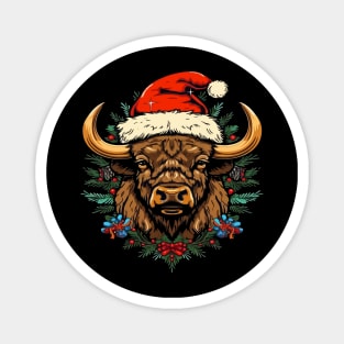 Bison Christmas Magnet